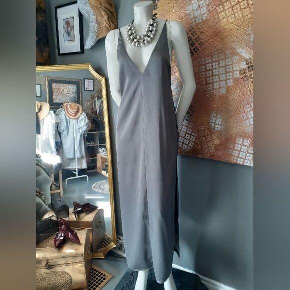 NWT Zara Elegant Gray Maxi Slip Dress - Picture 15 of 15